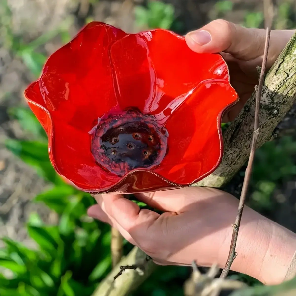 Fågelbad i Metall och Bivattenstation Handgjord Blompinne Trädgårdsdekoration Väderbeständig Prydnad för Trädgård och Uteplats 60 cm